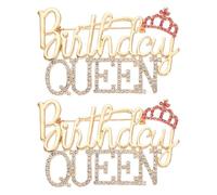 sourcing map Lot de 2 broches d'anniversaire en forme de reine pour femme, broche en forme de couronne en strass en alliage de zinc, bijoux cadeau pour fête d'anniversaire, accessoires de décoration