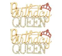 sourcing map Lot de 2 broches d'anniversaire en forme de reine pour femme, broche en forme de couronne en strass en alliage de zinc, bijoux cadeau pour fête d'anniversaire, accessoires de décoration