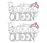 sourcing map Lot de 2 broches d'anniversaire en forme de reine pour femme, broche en forme de couronne en strass en alliage de zinc, bijoux cadeau pour fête d'anniversaire, accessoires de décoration