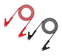sourcing map Lot de 2 câbles de test à pince crocodile de 2 m, 15 A double pinces crocodiles avec fils pour multimètre, fil de démarrage industriel, batterie de voiture, rouge et noir