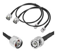 sourcing map Lot de 2 câbles d'extension coaxial RG58 N vers BNC mâle à faible perte 50 Ohm pour antenne analyseur de spectre, radio jambon, oscilloscope, applications RF - Noir - 0,6 m