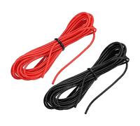 sourcing map Lot de 2 câbles électriques de calibre 26 en silicone 26 AWG - Fil de cuivre étamé flexible - Fil de raccordement haute température - Noir et rouge - 3 m - Pour appareils électriques de
