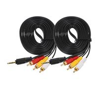 sourcing map Lot de 2 câbles TRRS 3,5 mm mâle vers jack 3RCA plaqué or, noyau en cuivre de 2,7 m, câble audio auxiliaire en PVC pour transmission du son haute fidélité vers TV, amplificateur