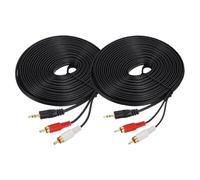 sourcing map Lot de 2 câbles TRS 3,5 mm mâle vers prise jack 2RCA, noyau en cuivre de 3 m, câble audio auxiliaire en PVC pour transmission du son haute fidélité vers TV, amplificateur, haut-parleur