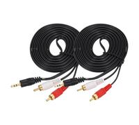 sourcing map Lot de 2 câbles TRS 3,5 mm mâle vers prise jack 2RCA, noyau en cuivre de 3 m, câble audio auxiliaire en PVC pour transmission du son haute fidélité vers TV, amplificateur, haut-parleur