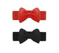 sourcing map Lot de 2 ceintures élastiques à nœud pour femme, élégantes et extensibles, pour robe Noir + Rouge Taille unique