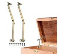 sourcing map Lot de 2 charnières de support pour couvercle pliant, côté gauche de 12,4 cm, charnières rotatives en laiton pour armoire, boîte à bijoux en bois, placard, étagère de rangement, ton