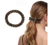 sourcing map Lot de 2 chouchous élastiques avec strass pour queue de cheval - Accessoires de cheveux pour femmes et filles - Pour le quotidien, les fêtes - Marron