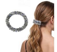 sourcing map Lot de 2 chouchous élastiques avec strass pour queue de cheval - Accessoires pour cheveux pour femmes et filles - Pour le quotidien, les fêtes - Gris mélangé