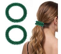 sourcing map Lot de 2 chouchous élastiques avec strass pour queue de cheval - Accessoires pour cheveux pour femmes et filles - Pour le quotidien, les fêtes - Vert clair