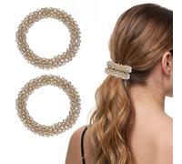 sourcing map Lot de 2 chouchous élastiques avec strass pour queue de cheval - Accessoires pour cheveux pour femmes et filles - Pour le quotidien, les fêtes - Champagne