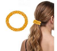sourcing map Lot de 2 chouchous élastiques avec strass pour queue de cheval - Accessoires pour cheveux pour femmes et filles - Pour usage quotidien - Jaune gel