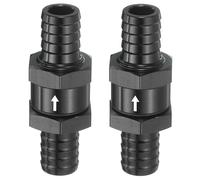 sourcing map Lot de 2 clapets anti-retour de carburant de 14 mm, anti-retour à sens unique, accessoires de contrôle en alliage d'aluminium pour essence, diesel, gaz, huile, air, eau, noir
