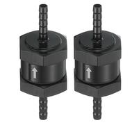 sourcing map Lot de 2 clapets anti-retour de carburant de 4 mm, anti-retour à sens unique, accessoires de contrôle en alliage d'aluminium pour essence, diesel, gaz, huile, air, eau, noir
