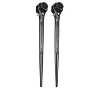 sourcing map Lot de 2 clés à cliquet pour échafaudage - 21 mm x 22 mm - CR-V - 12 points - Double extrémité - Pour échafaudage - Outil pour réparation automobile et entretien mécanique - Noir