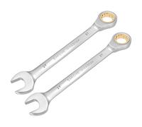 sourcing map Lot de 2 clés mixtes à cliquet 27 mm métriques 12 points CR-V en acier chromé allongé double boîte à cliquet avec 72 dents et clé à engrenage oscillante 5° Outil pour réparation