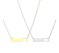 sourcing map Lot de 2 colliers avec pendentif en forme de barre initiale rectangulaire en acier inoxydable avec breloque en forme de cœur pour femme - Argenté/doré