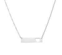 sourcing map Lot de 2 colliers avec pendentif en forme de barre initiale rectangulaire en acier inoxydable - Breloque en forme de cœur pour femme - Ton argenté