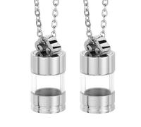 sourcing map Lot de 2 colliers avec pendentif en forme de fiole avec bouchon à vis (2,5 cm H x 1,1 cm OD) pour urne, cendres, parfum, bijoux, argent
