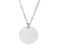sourcing map Lot de 2 colliers avec pendentif rond en acier inoxydable pour homme et femme - Gravure vierge - Bijoux cadeaux pour anniversaire (2 cm, ton argent)