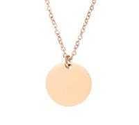 sourcing map Lot de 2 colliers avec pendentif rond en acier inoxydable pour homme et femme - Gravure vierge - Bijoux cadeaux pour anniversaire (2 cm, or rose)
