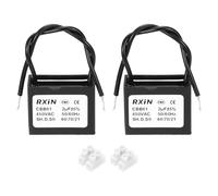 sourcing map Lot de 2 condensateurs CBB61, 2 uF 450 V à 2 fils pour ventilateur de plafond, générateur de moteur, ventilateur, ventilateur d'échappement, noir