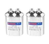 sourcing map Lot de 2 condensateurs CBB65, 2,5 uF 370/450 V ovales pour démarrage de moteur électrique AC, compresseur CVC, générateur, condensateur d'air, pompe à chaleur froide droite