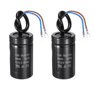 sourcing map Lot de 2 condensateurs CD60 100 uF 250 VAC 50/60 Hz 2 fils CD60 pour machine à laver, compresseur d'air, réfrigérateur, noir