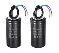 sourcing map Lot de 2 condensateurs de fonctionnement CD60, 200 uF 250 VAC 50/60 Hz 2 fils CD60 pour machine à laver, compresseur d'air, réfrigérateur, noir