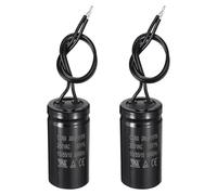 sourcing map Lot de 2 condensateurs de fonctionnement CD60, 200 uF 250 VAC 50/60 Hz 2 fils noirs CD60 pour machine à laver, compresseur d'air, réfrigérateur, noir