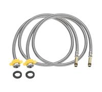 sourcing map Lot de 2 connecteurs de robinet de 119,4 cm en acier inoxydable tressé long connecteur de robinet G1/2 femelle filetage de compression x connecteur mâle M10 pour évier de cuisine et salle