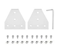 sourcing map Lot de 2 connecteurs de support d'angle en forme de T, plaque de joint d'extrusion en aluminium 2020 à 5 trous avec 10 écrous en T M5, 10 vis hexagonales M5 x 10 et 1 clé M4, argenté