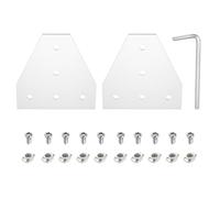 sourcing map Lot de 2 connecteurs de support d'angle en forme de T, plaque d'extrusion en aluminium 4040 à 5 trous avec 10 écrous en T M8, 10 vis hexagonales M8 x 16 et 1 clé M7, argent