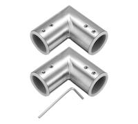sourcing map Lot de 2 connecteurs de tringle à rideau d'angle pour fenêtre de fenêtre à 90 degrés avec clé hexagonale pour baie vitrée de 2,5 cm OD, argent brossé