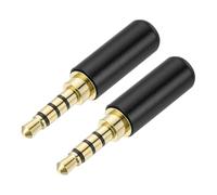 sourcing map Lot de 2 connecteurs jack de rechange de 3,5 mm, 4 pôles en métal stéréo mâle 3,5 mm, connecteur de câble audio à souder pour casque, écouteurs, microphone, câble de réparation - Noir vif