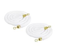sourcing map Lot de 2 cordes en velours de 2 m avec mousquetons pour poteaux, supports, séparateur de file d'attente, contrôle de foule, blanc et doré