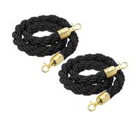 sourcing map Lot de 2 cordes torsadées de 1,5 m avec crochets à pression pour poteaux, supports, séparateur de file d'attente, contrôle de foule, noir et doré