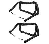 sourcing map Lot de 2 cordons de téléphone enroulés pour téléphone fixe, 7,6 m non enroulé/1 m enroulé RJ9 4P4C sans enchevêtrement, noir