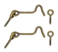 sourcing map Lot de 2 crochets de cabine pivotants et loquets à œillet en laiton massif de 7,6 cm avec vis de montage pour fenêtre en bois, placard, armoire, bronze