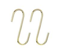 sourcing map Lot de 2 crochets de suspension en forme de S - 120 mm - Extra longs - Pour intérieur et extérieur - Pour jardin, salle de bain, placard, atelier, cuisine, doré