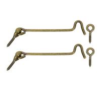 sourcing map Lot de 2 crochets pivotants de cabine et loquet à œillet en laiton massif de 12,7 cm avec vis de montage pour fenêtre en bois, placard, armoire, bronze