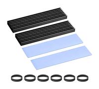 sourcing map Lot de 2 dissipateurs thermiques M.2 22110 Nvme SSD en alliage d'aluminium dissipateur thermique avec tampon thermique de 1 mm, pour ordinateur portable, 100 x 22 x 6 mm, noir