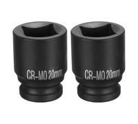 sourcing map Lot de 2 douilles carrées à 4 points 1/2" 20 mm - Douille à choc carrée CR-MO noircissante - Douilles de roue standard - Outil pour réparation automobile, entretien mécanique, utilisation