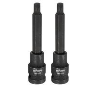 sourcing map Lot de 2 douilles Torx T45 100 mm de long 1,27 cm de long - 6 points d'extension - Embouts à cliquet en acier S2 - Noir