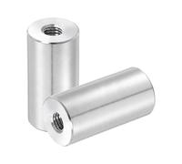 sourcing map Lot de 2 écrous d'accouplement ronds M8 x 1,25 x 40 mm en acier inoxydable pour tige filetée, fixations de construction industrielle, argenté