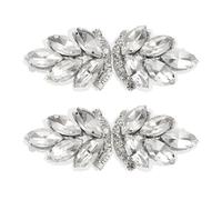 sourcing map Lot de 2 écussons à coudre faits à la main en strass pour écharpe, robe de mariée, chaussures, sacs, argenté/blanc argenté