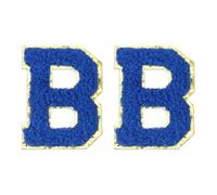 sourcing map Lot de 2 écussons brodés en chenille - Lettres B à coller ou à coudre - Pour réparation de vêtements, jeans, chaussures, chapeaux - 5,6 cm - Bleu