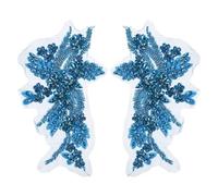 sourcing map Lot de 2 écussons brodés en dentelle bleu lac, 2,5 x 17,8 cm, à coudre sur des strass et des paillettes pour la couture, les robes de mariage, de banquet, de soirée