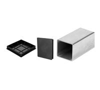 sourcing map Lot de 2 embouts carrés de 200 mm, bouchons en plastique pour tubes métalliques, pieds de chaise, table, étagères, meubles, noir