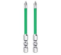 sourcing map Lot de 2 embouts de tournevis à percussion d'électricien FPH1 de 7,6 cm avec tige hexagonale S2 magnétique fendue Phillips pour disjoncteur à air électrique, argent/vert